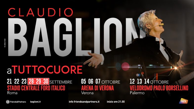 CLAUDIO BAGLIONI “aTUTTOCUORE” 6 i concerti a ROMA poi l’ARENA DI VERONA e PALERMO [Info e biglietti]