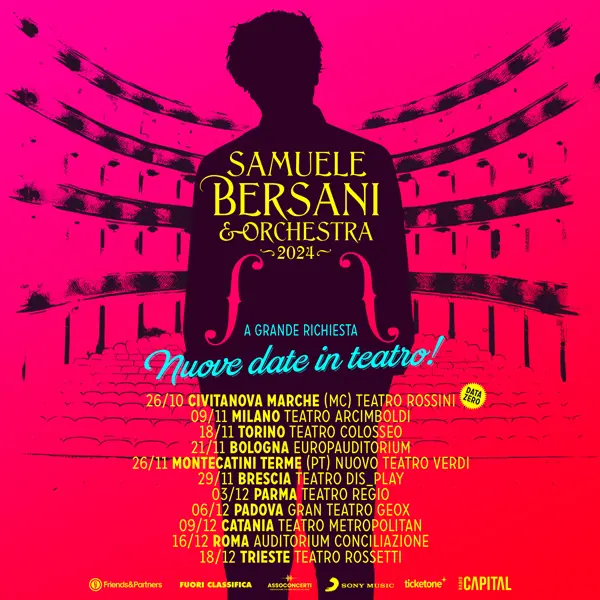 SAMUELE BERSANI & ORCHESTRA i nuovi concerti nei teatri [Info e Biglietti]