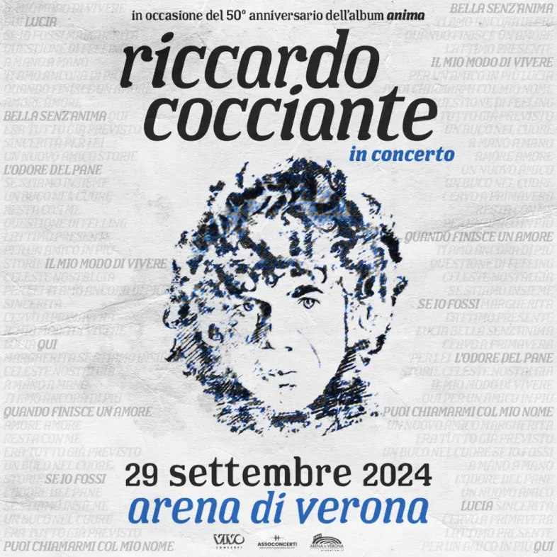 RICCARDO COCCIANTE in concerto a settembre all’Arena di Verona